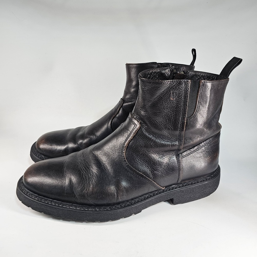 Bruno Magli Zip Boots Mens 10 M Moto Punk Biker Leather Italy Combat Distressed